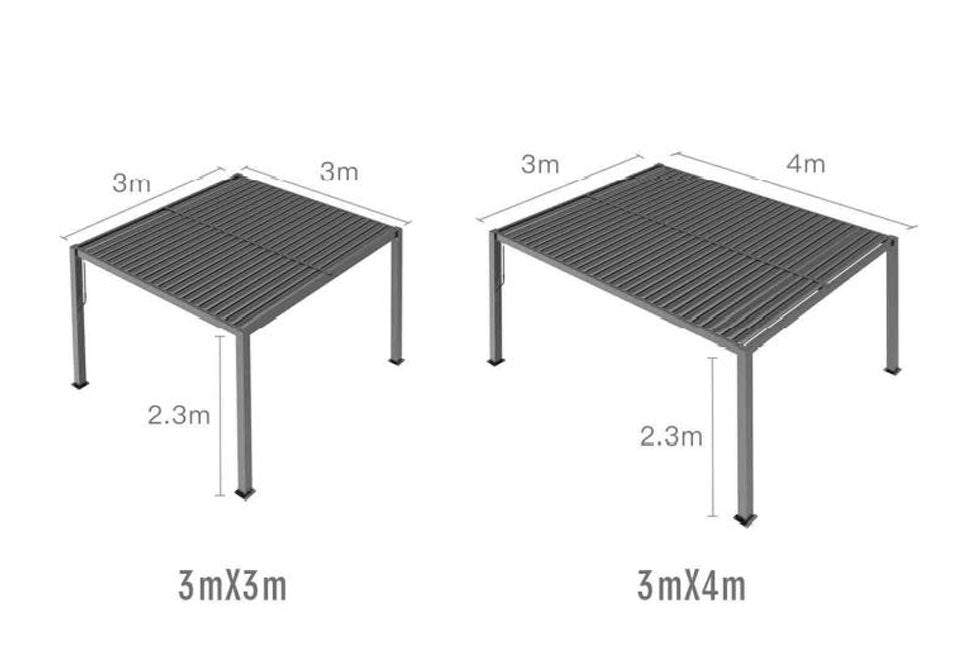 Aluminium pergola met kantelbare lamellen – 4 poten | Tuin pergola voor terrasoverkapping