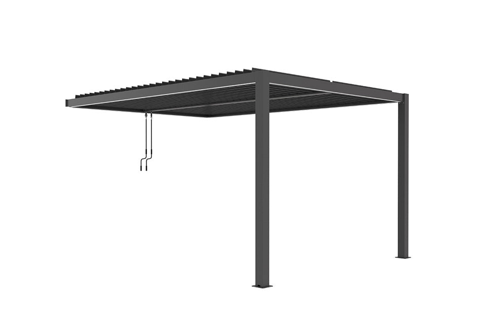 Aluminium pergola met kantelbare lamellen – 2 poten | Muurpergola voor terrasoverkapping