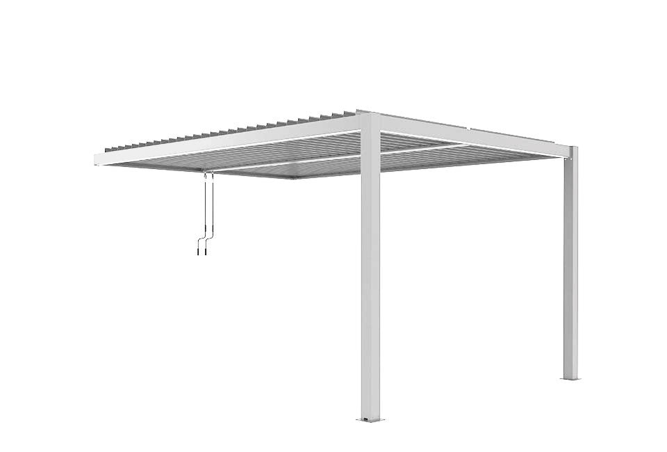 Aluminium pergola met kantelbare lamellen – 2 poten | Muurpergola voor terrasoverkapping