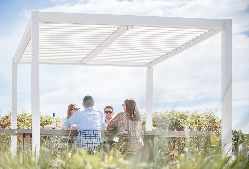 Aluminium pergola met kantelbare lamellen – 4 poten | Tuin pergola voor terrasoverkapping