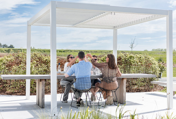 Aluminium pergola met kantelbare lamellen – 4 poten | Tuin pergola voor terrasoverkapping