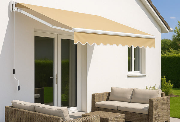 Manuele terrasluifel met zwengel – uitschuifbaar zonnescherm voor terras