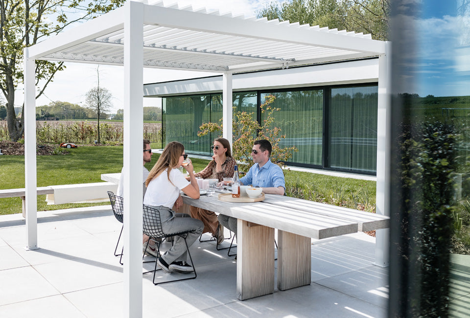 Aluminium pergola met kantelbare lamellen – 4 poten | Tuin pergola voor terrasoverkapping