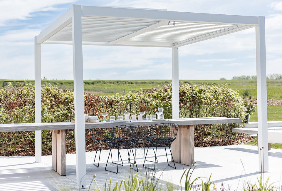 Aluminium pergola met kantelbare lamellen – 4 poten | Tuin pergola voor terrasoverkapping